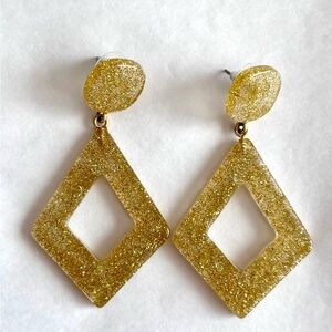 Gold Glitter Lucite Earrings
